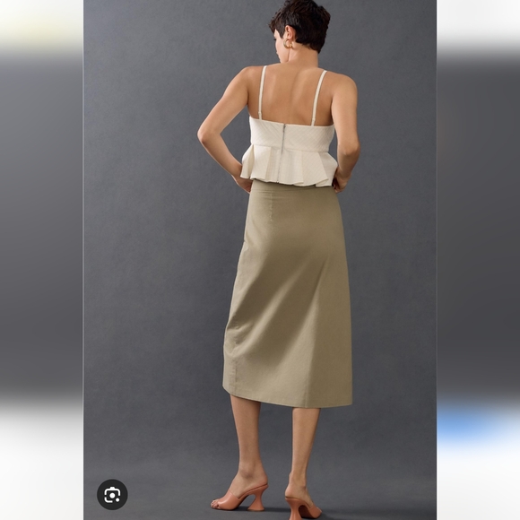 Anthropologie X Mare Mare Buttondown Utility Green Midi‎ Pencil Skirt - Picture 3 of 9